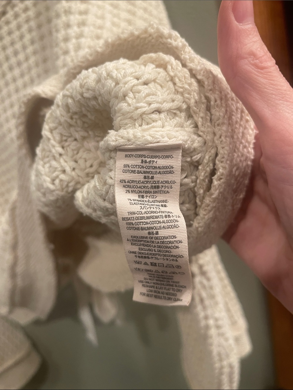 Free People Cream Off-Shoulder Waffle Knit Sweater - Picture 4 of 5
